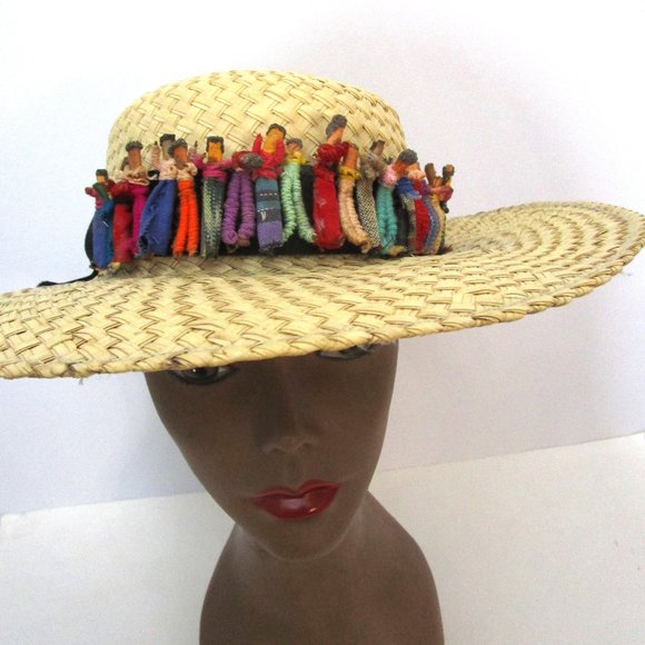 Natural Texture Straw Brim Hat Handcrafted Doll Family Vaca Sun Vaca main image 4